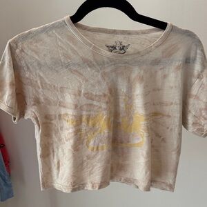 Boys Lie Neutral Tie-Dye Cropped Tee with Yellow Graphic